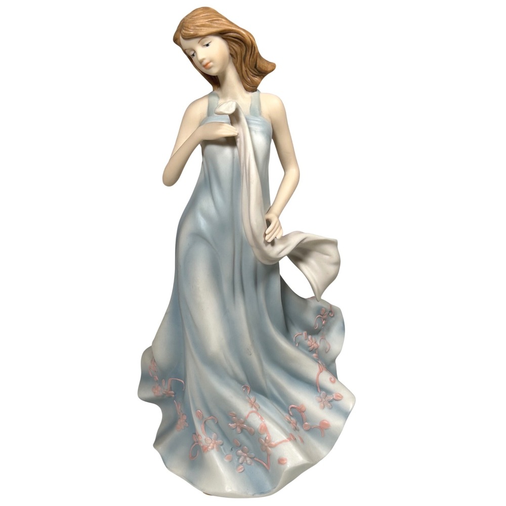 Home Interiors Stephanie Figurine 12242 Blue Dress Woman Porcelain 2004 Vtg (#1)